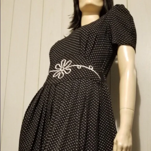 VTG 80s Jessica Howard Polka Dot Rockabilly Pinup Doll Dress - Picture 8 of 8